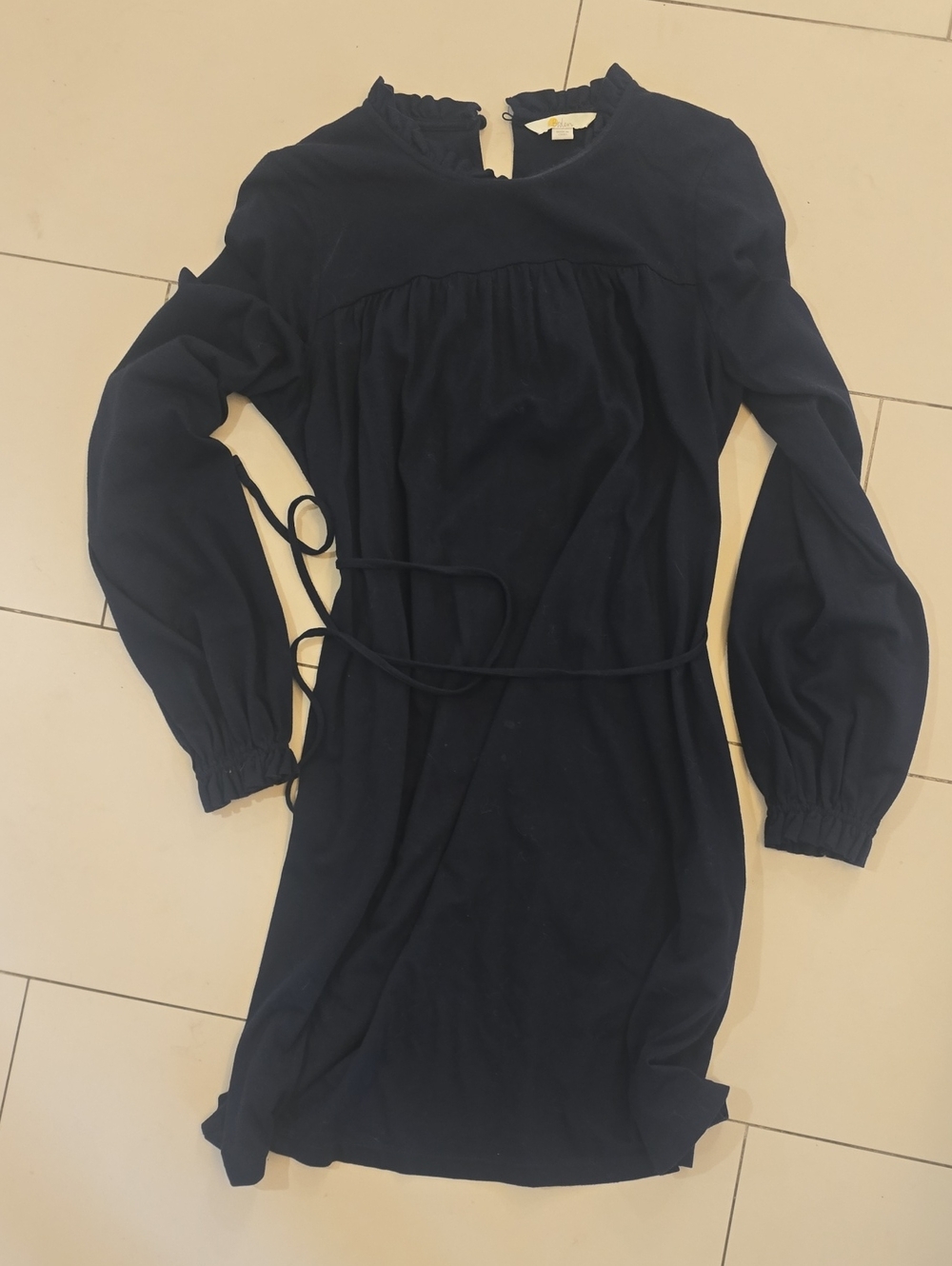Boden Navy Long-Sleeve Tie-Waist Dress